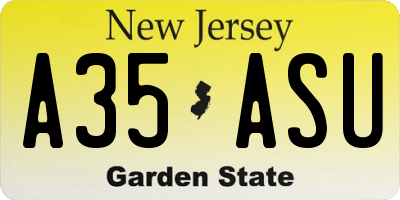 NJ license plate A35ASU