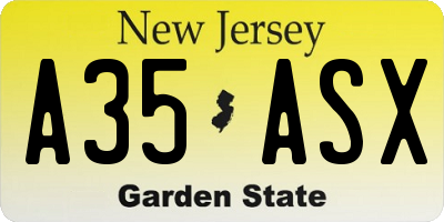 NJ license plate A35ASX