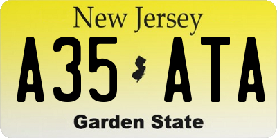 NJ license plate A35ATA