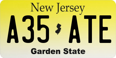 NJ license plate A35ATE