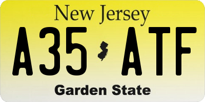 NJ license plate A35ATF