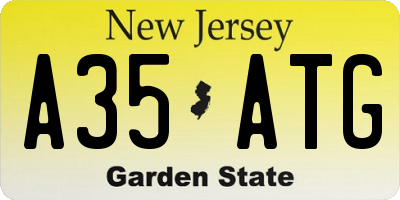 NJ license plate A35ATG