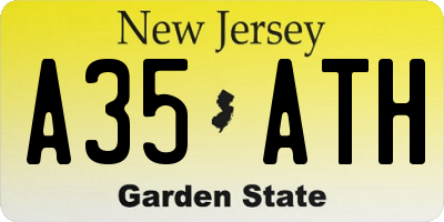 NJ license plate A35ATH