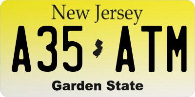 NJ license plate A35ATM