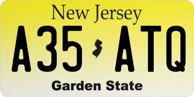 NJ license plate A35ATQ