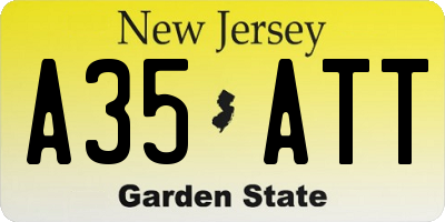 NJ license plate A35ATT