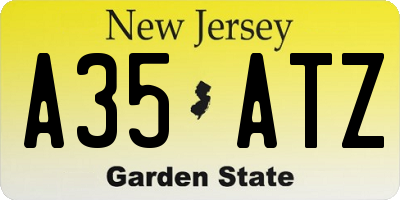 NJ license plate A35ATZ