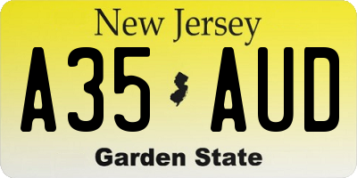 NJ license plate A35AUD