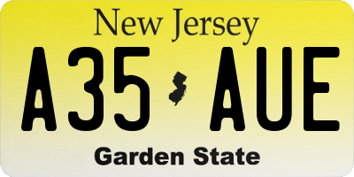 NJ license plate A35AUE