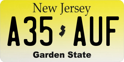 NJ license plate A35AUF