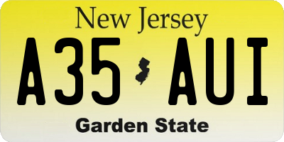 NJ license plate A35AUI