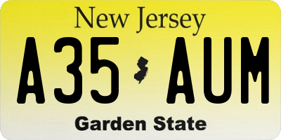 NJ license plate A35AUM