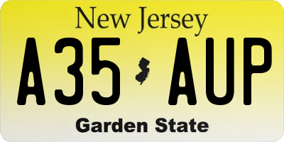 NJ license plate A35AUP