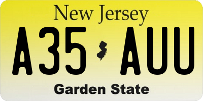 NJ license plate A35AUU