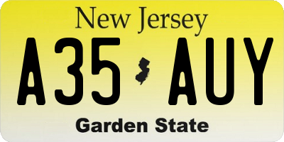 NJ license plate A35AUY