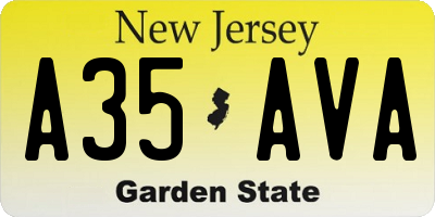 NJ license plate A35AVA