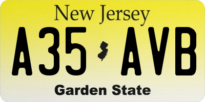 NJ license plate A35AVB