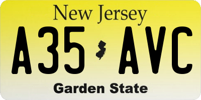 NJ license plate A35AVC