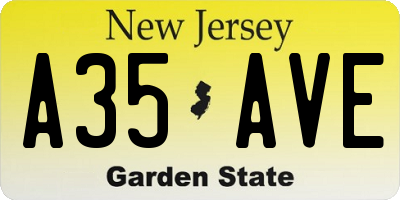 NJ license plate A35AVE