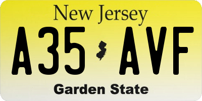 NJ license plate A35AVF