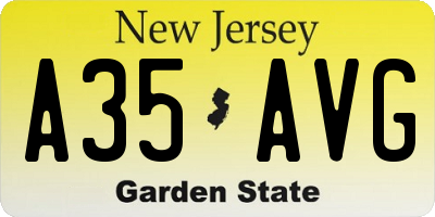 NJ license plate A35AVG
