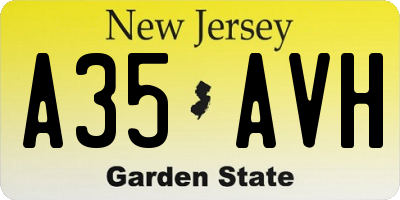 NJ license plate A35AVH