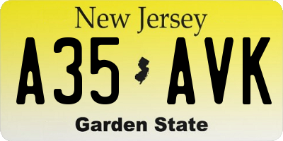 NJ license plate A35AVK