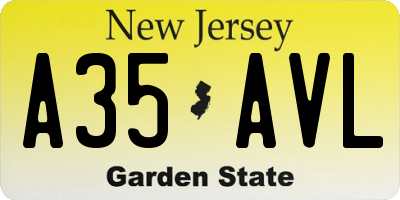 NJ license plate A35AVL