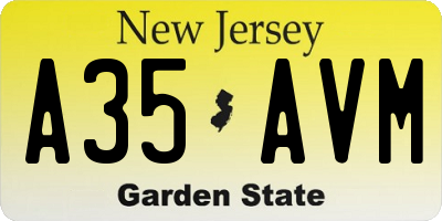 NJ license plate A35AVM