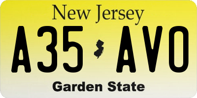 NJ license plate A35AVO