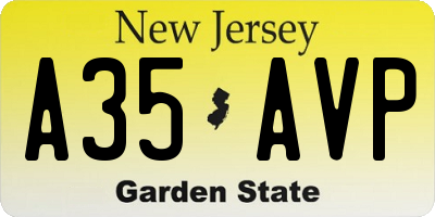 NJ license plate A35AVP