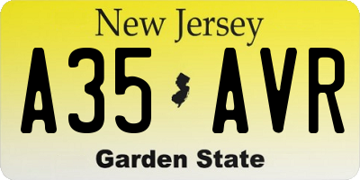 NJ license plate A35AVR