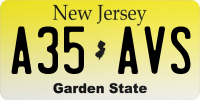 NJ license plate A35AVS