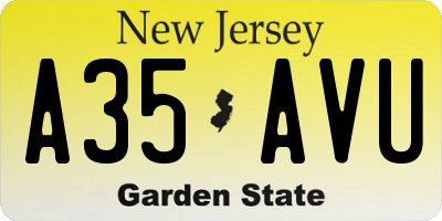 NJ license plate A35AVU