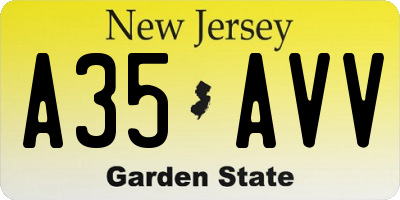 NJ license plate A35AVV