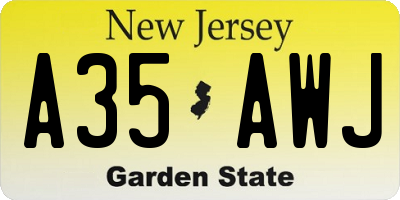 NJ license plate A35AWJ