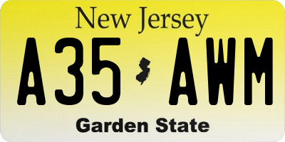 NJ license plate A35AWM