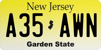 NJ license plate A35AWN