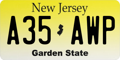 NJ license plate A35AWP
