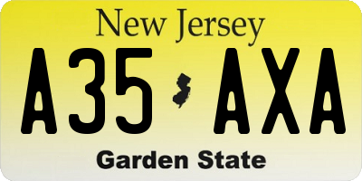 NJ license plate A35AXA