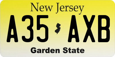 NJ license plate A35AXB