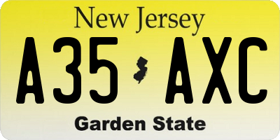 NJ license plate A35AXC