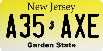 NJ license plate A35AXE