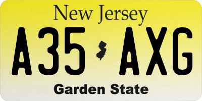 NJ license plate A35AXG
