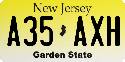NJ license plate A35AXH