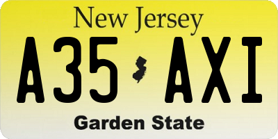 NJ license plate A35AXI