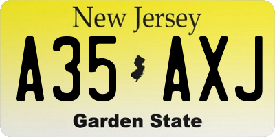 NJ license plate A35AXJ