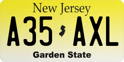 NJ license plate A35AXL
