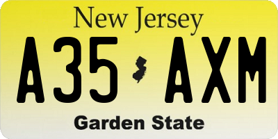 NJ license plate A35AXM