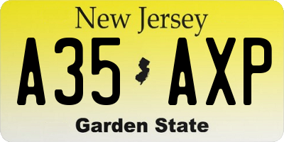 NJ license plate A35AXP